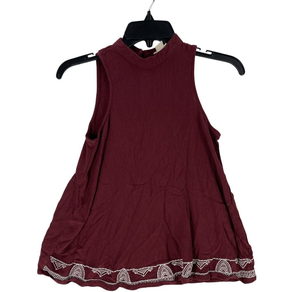 Mossimo Boho Tunic Blouse Size S Burgundy Sleeveless Bohemian Flowy Lightweight